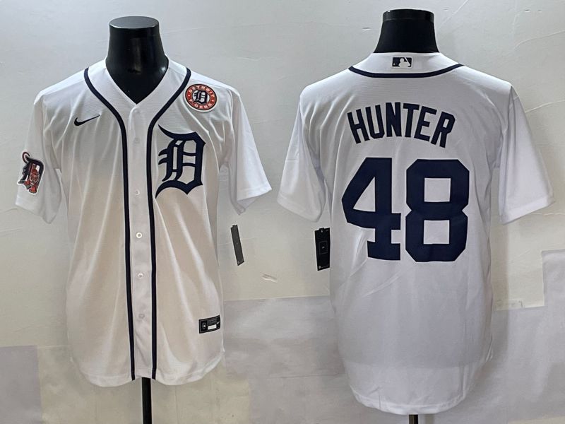 Men 2025 Detroit Tigers 48 Hunter White Game Nike MLB Jersey style 6